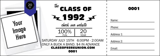 Class Reunion Mascot Blue Raffle Ticket Product Front