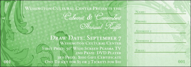 Year Classic Green Raffle Ticket  Product Front