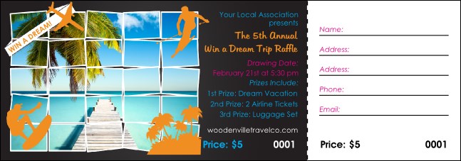 Win a Vacation Raffle Ticket Product Front