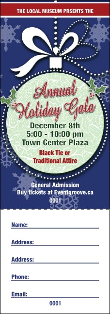 Holiday Ornament Raffle Ticket Product Front