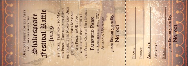 Performing Arts Raffle Ticket Product Front