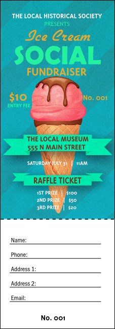 Ice Cream Social Raffle Ticket Product Front