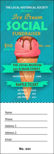 Ice Cream Social Raffle Ticket Product Front