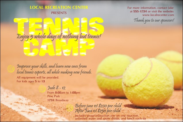 Tennis Camp Poster Product Front