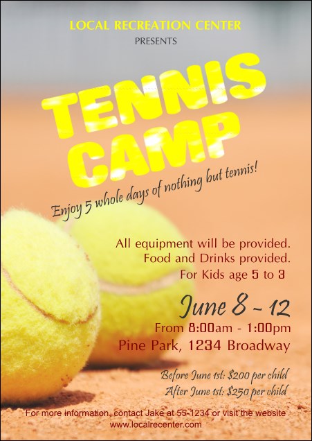 Tennis Camp Postcard Product Front