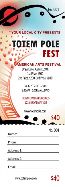 All Purpose Tribal Raffle Ticket Product Front