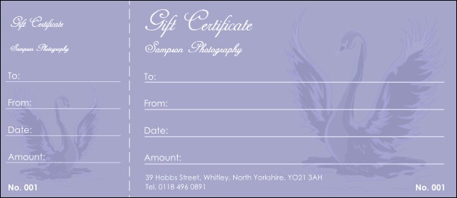 Swan Gift Certificate Product Front