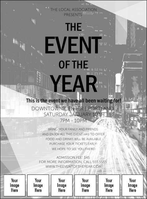 All Purpose Building and Streetlights Black and White Image Flyer Product Front