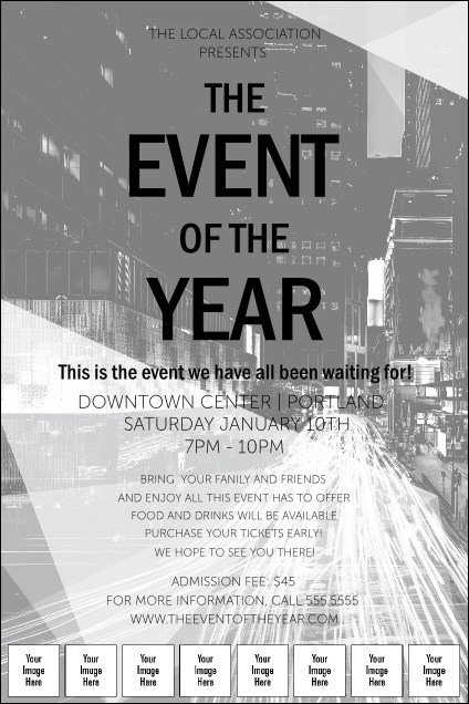 All Purpose Building and Streetlights Black and White Image Poster Product Front