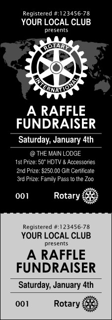 Rotary World Landscape Black and White Event Ticket Product Front