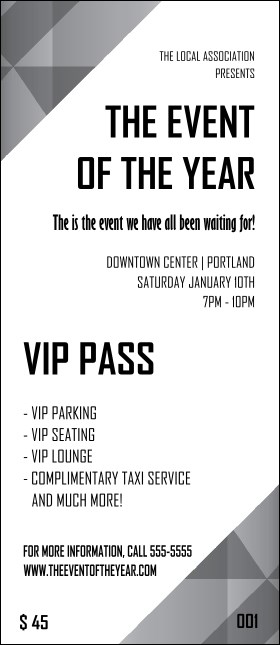All Purpose Corners Black and White VIP Pass Product Front