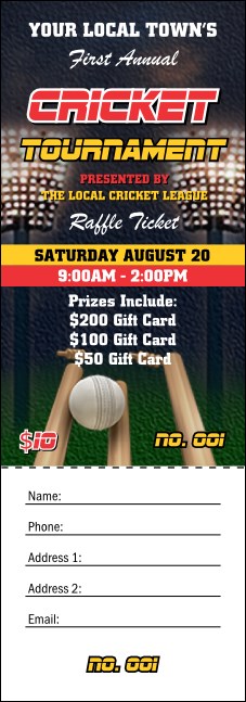 Cricket 2 Raffle Ticket Product Front