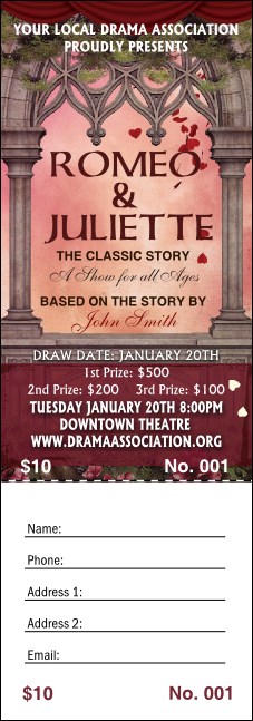 Romeo and Juliet Raffle Ticket Product Front