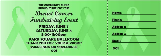Lime Green Ribbon Raffle Ticket Product Front