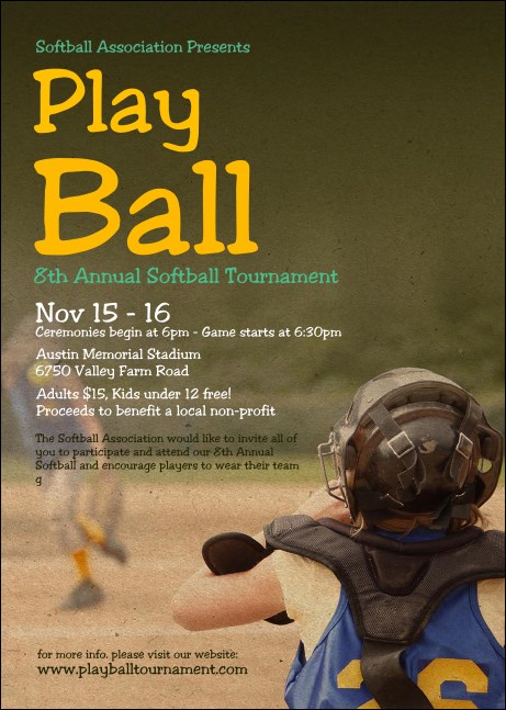 Youth Softball Postcard Product Front