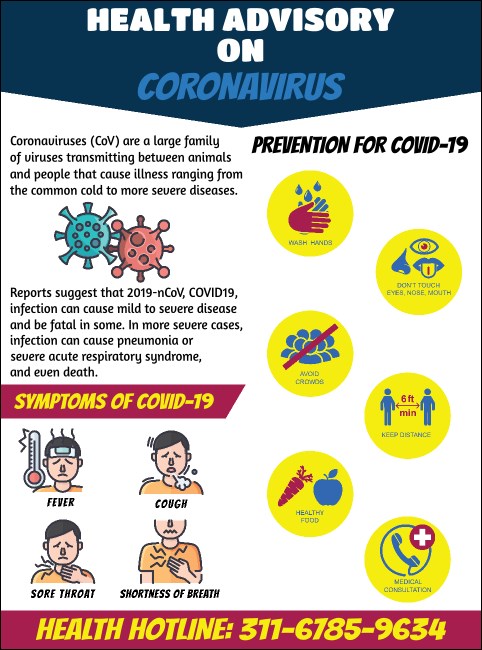 CORONAVIRUS Prevention Symptoms Flyer Product Front